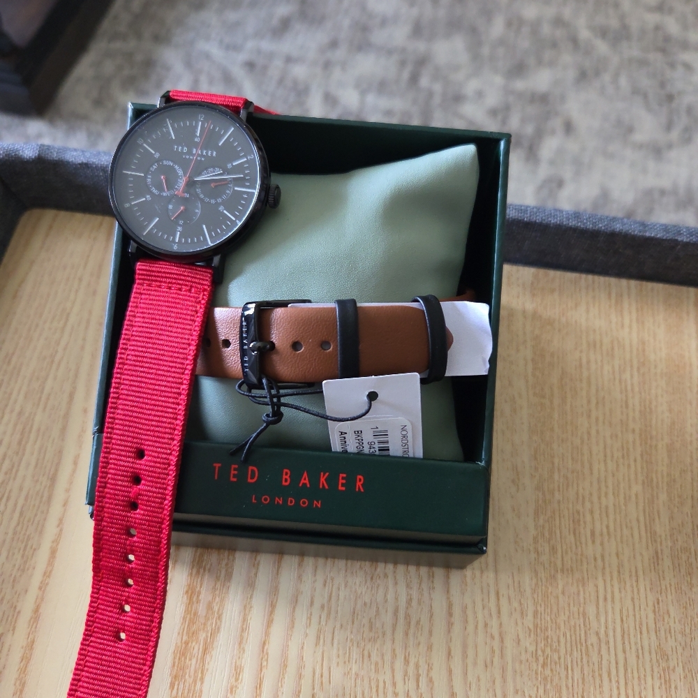 Ted Baker Men's Watch with Red Strap and Black Dial